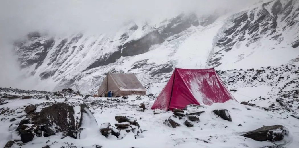 Snow camping enroute Auden's col