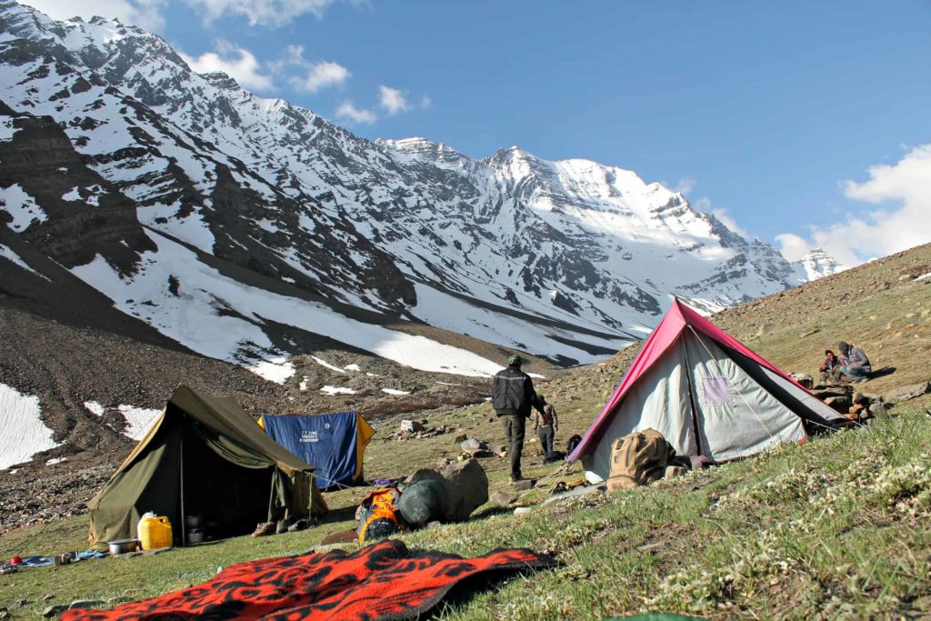 Camping at Lalanti Meadows , enroute Charang La