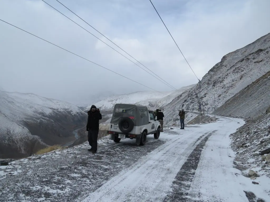 Road to Spiti whitewashed by fresh snow
