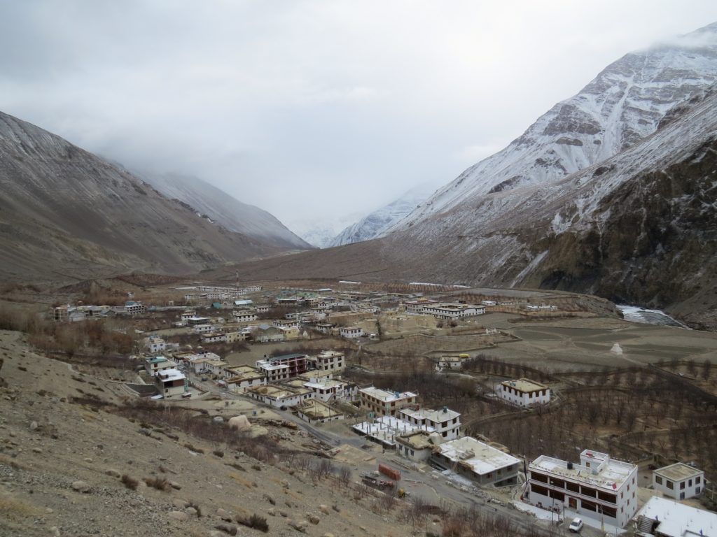 Tabo village engulfed by the clouds during winter