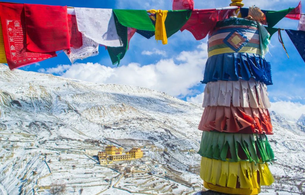 Buddhist prayer flag of Dhankar Monastery