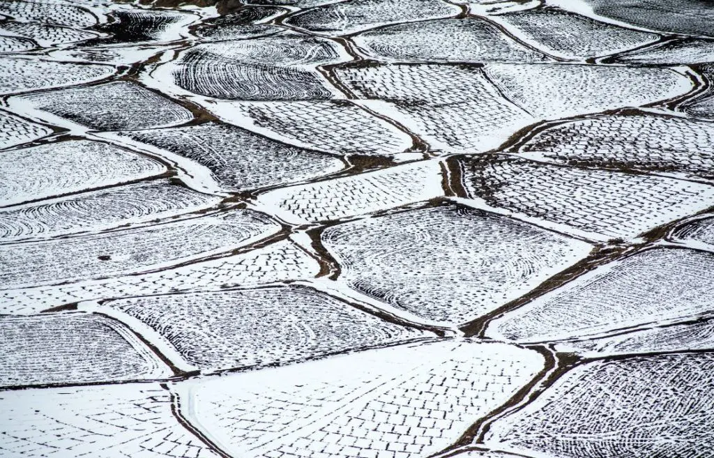 Fields of Key villagers covered in snow