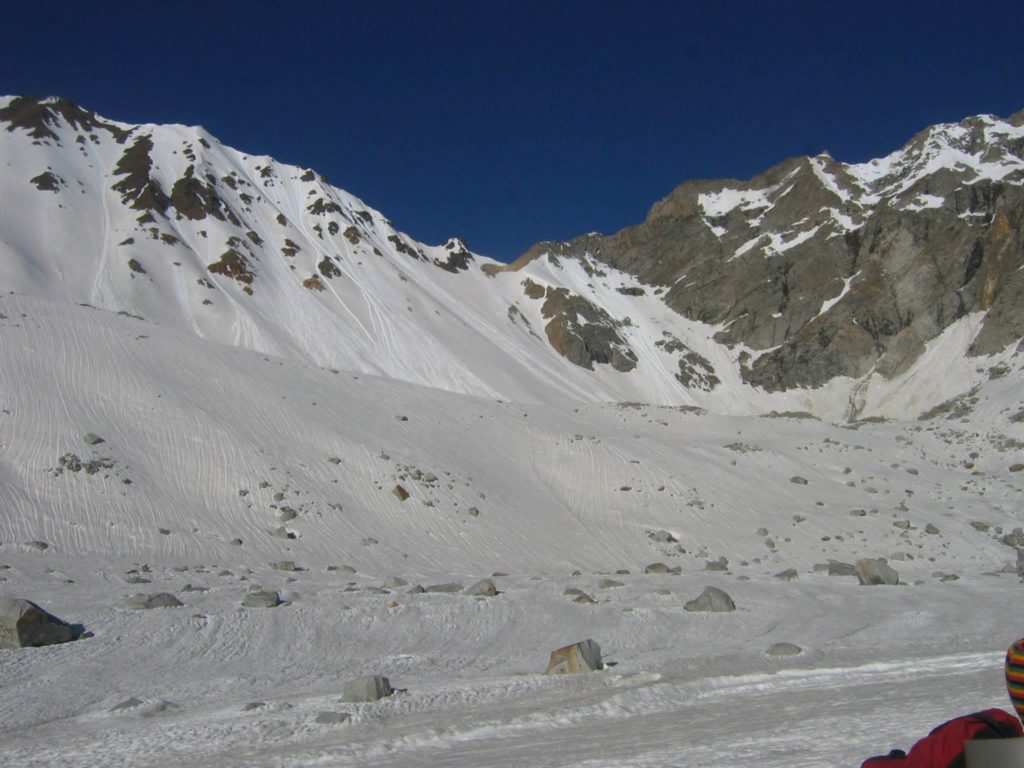 Imposing sight of Charang-La from the base camp
