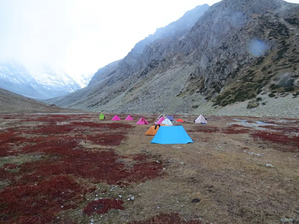 Camping at Kyarkoti meadows | Lamkhaga pass trek