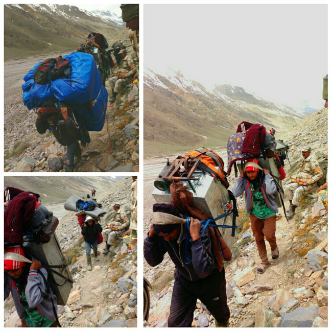 Porters of Lamkhaga team(Raacho Trekkers) marching towards Nithal
