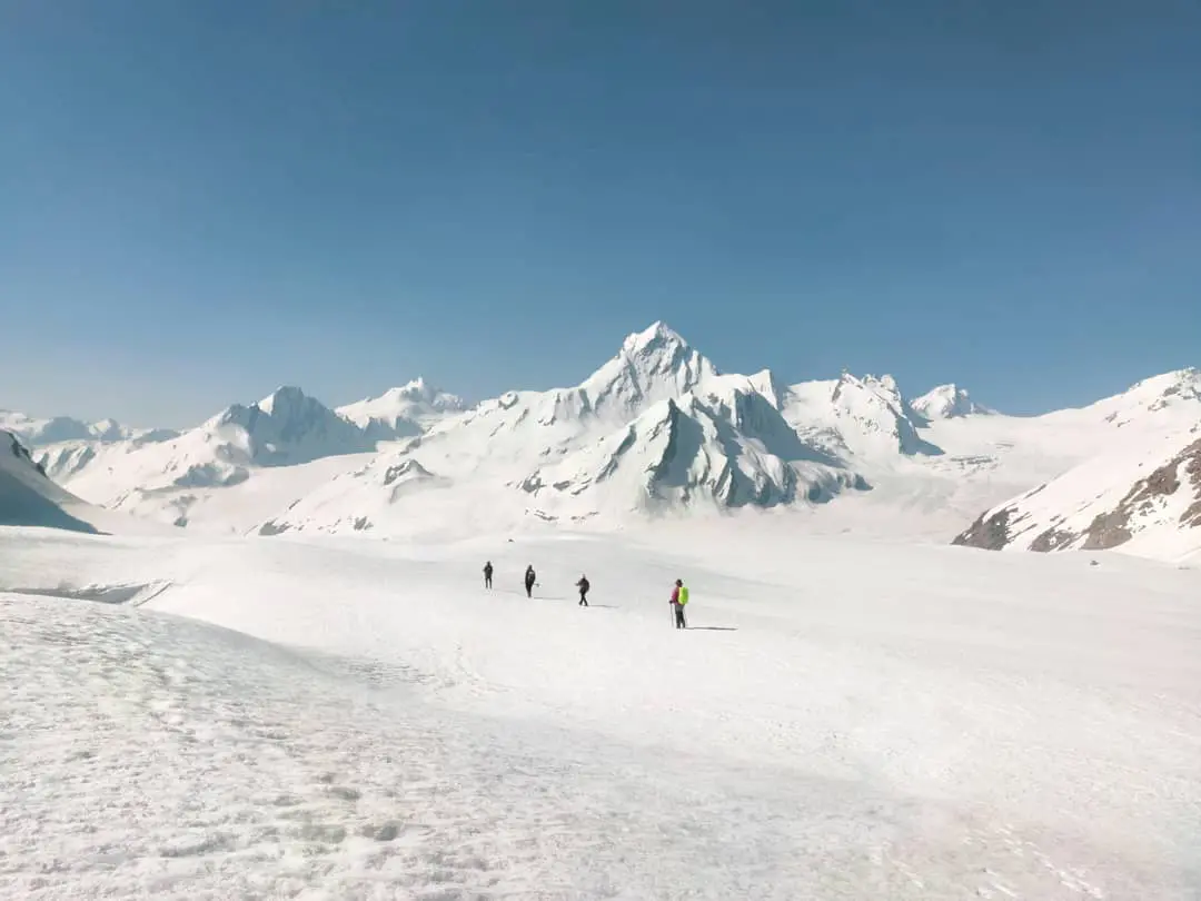 Vast expanse of Khatling glacier panoramic view of Khatling glacier