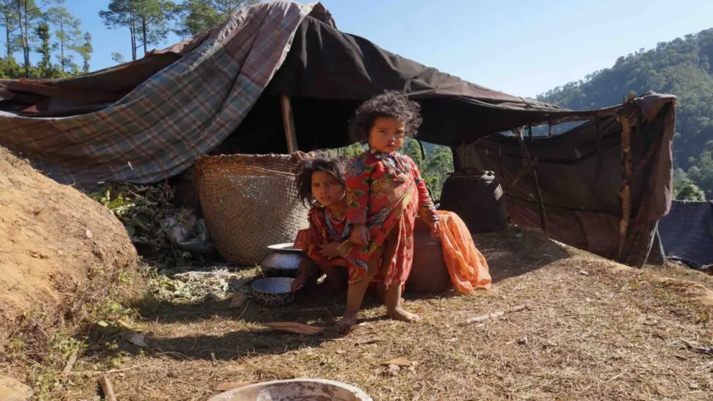 Raute tribes' camps  