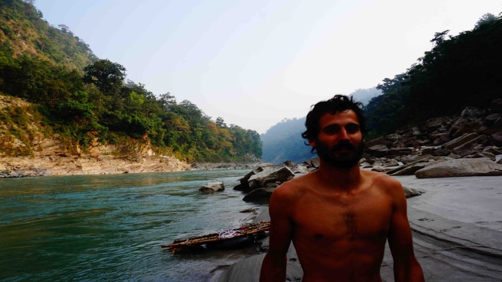 A raft on Mahakali river banks