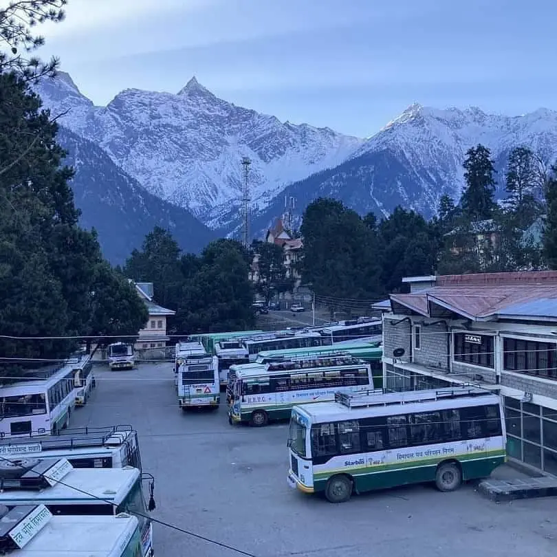 HRTC buses at Reckong Peo Bus Stop
