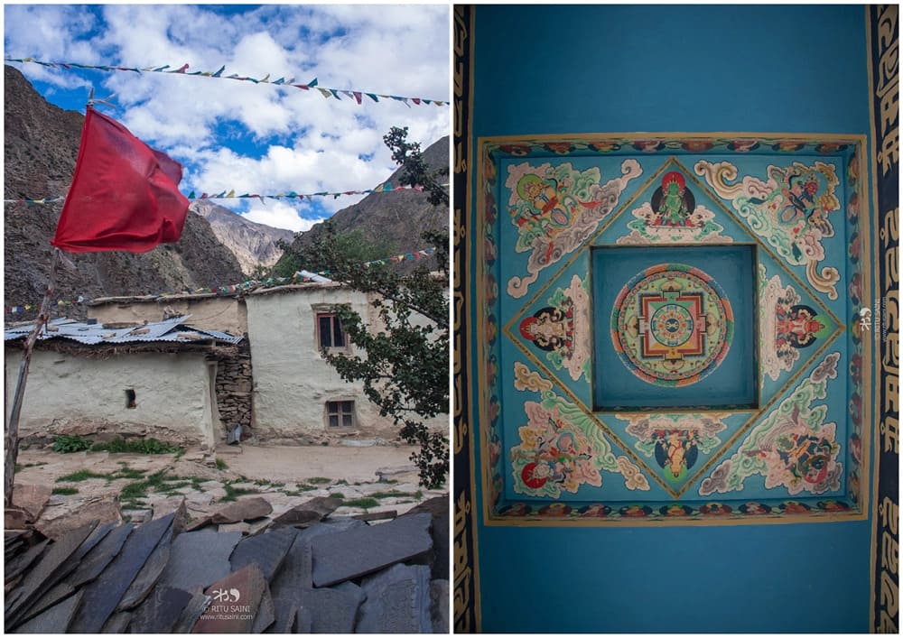 Buddhist Thangka wall painting on Charang gate