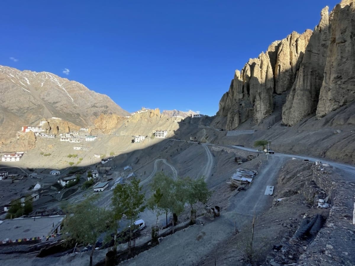 Dhankar monastery and surrounding landscape