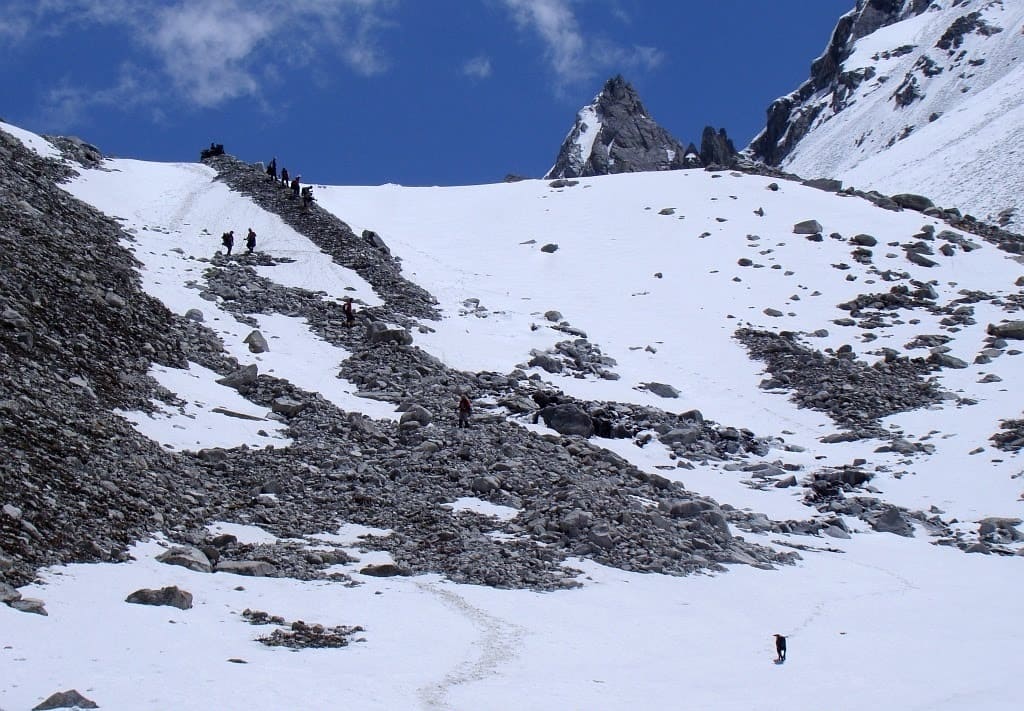 Last descent from Lamkhaga glacier
