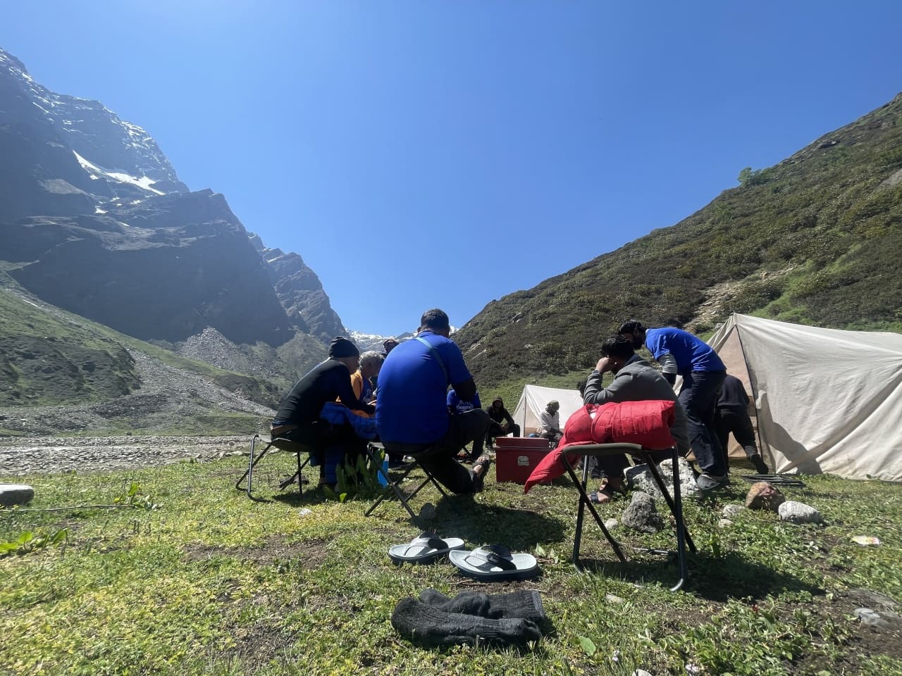 People resting at Chowki camp site