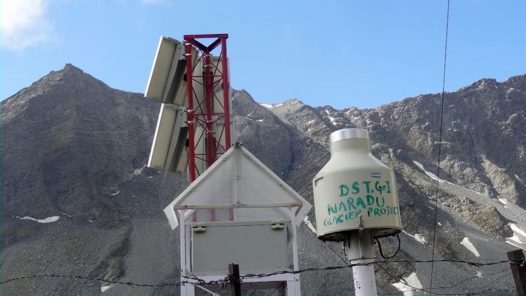 Glacial monitoring station below Naradu glacier