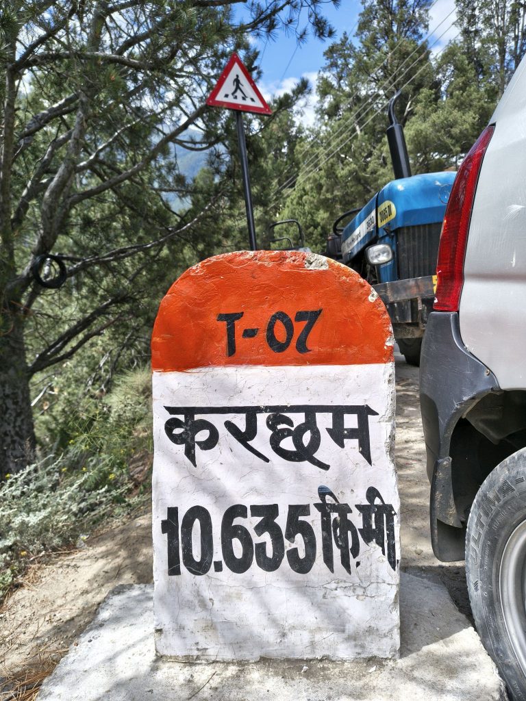 A milestone on Shilti-Kalpa Road road